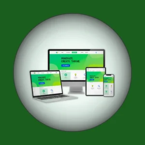 Responsive website mockup displayed on a desktop, laptop, tablet, and mobile phone, highlighting OnlineShree's cross-platform website creation and design services.